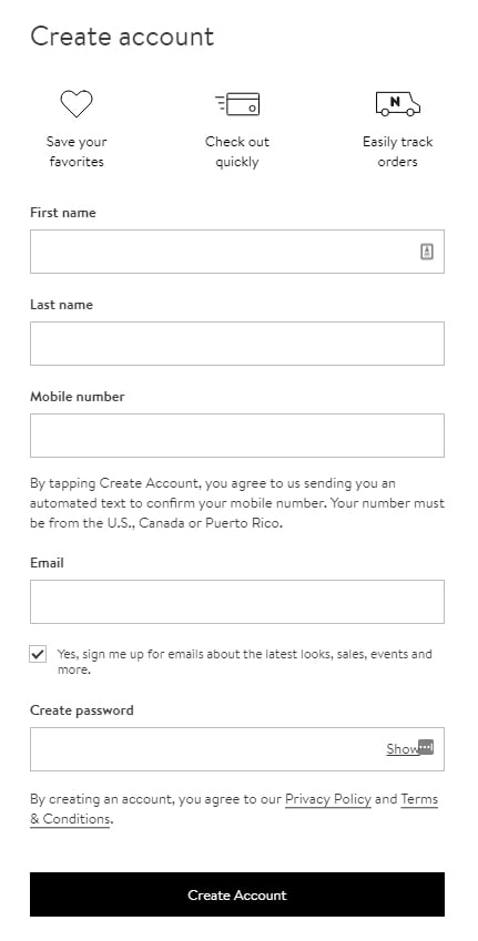 Job Application Form For Nordstrom, Nordstrom Create Account Form, Job Application Form For Nordstrom