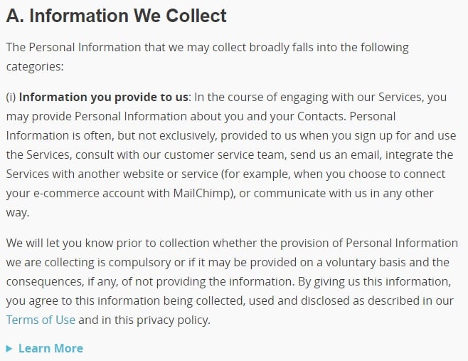 Mailchimp Privacy Policy Template